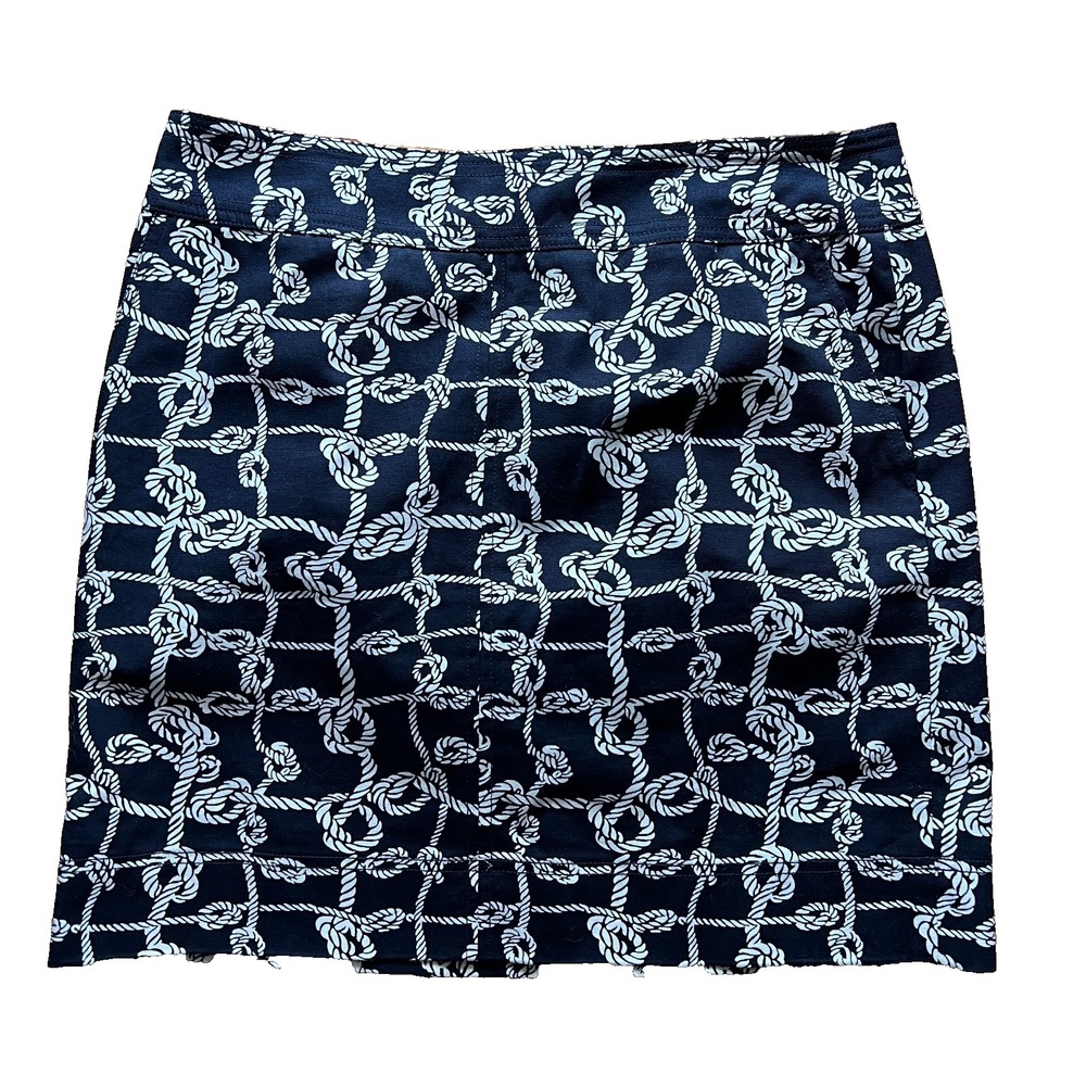 Talbots Womens Skirt‎ Black and White Nautical Rope Knot Coastal Cruise Size 12